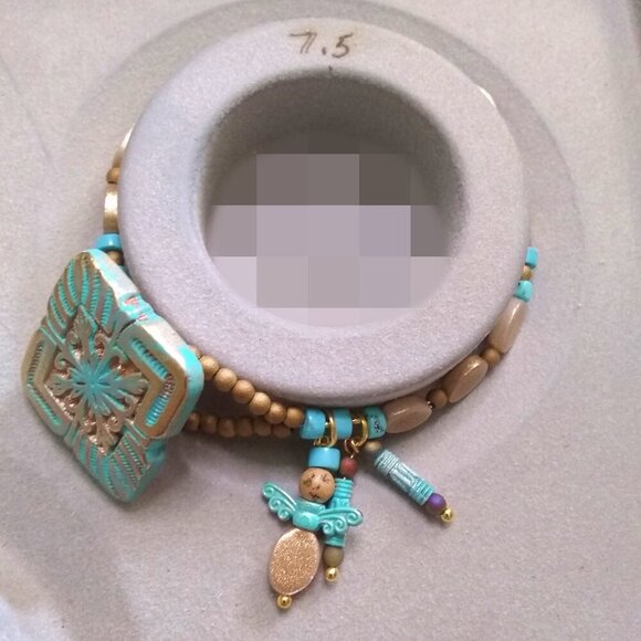 Patina-Painted Loop & Button Bracelet ~ Boho Southwestern Casual Summer Vibes - Picture 9 of 9